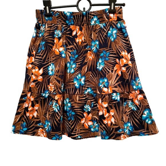 Lands End Tropical Hawaiian Print Skirt Size XS (2-4) Pockets Flare - Picture 1 of 7